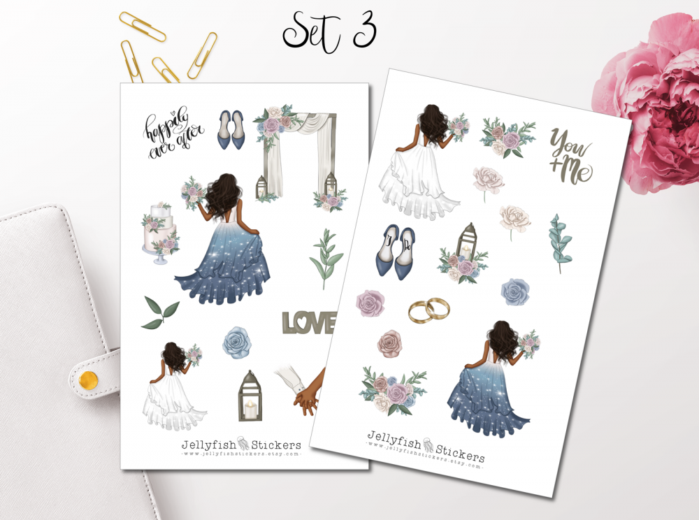 Mädchen Hochzeit Sticker Set